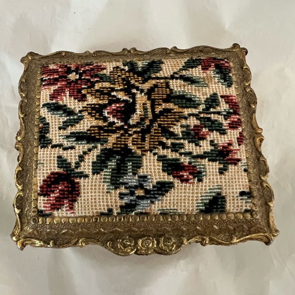 Other - Vintage  San Francisco Music Box Company Tapestry Lid Jewelry Box Gold Tone